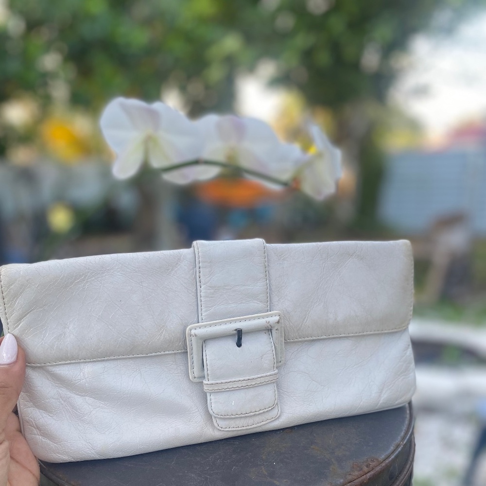 HOBO White Leather Clutch